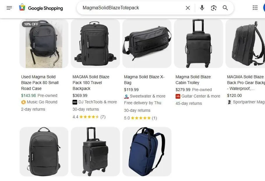 Google Shopping results for Magma Solid Blaze bags