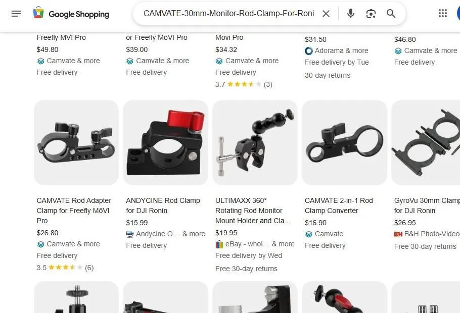 Google Shopping results for monitor rod clamps
