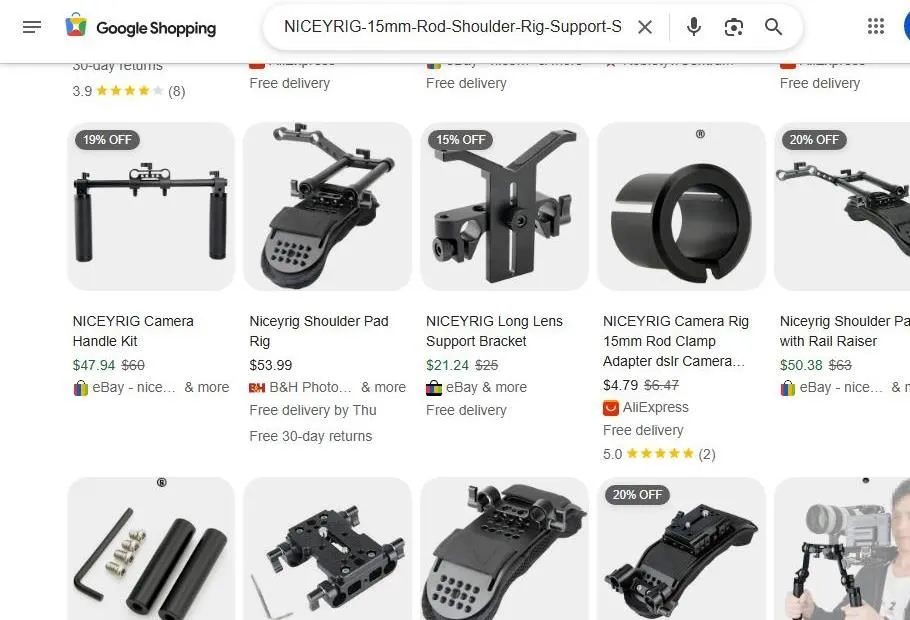 Google Shopping results for Niceyrig camera accessories