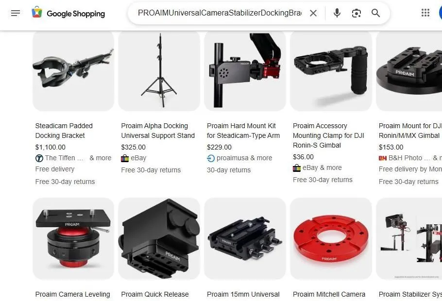 Google Shopping results for Proaim camera accessories