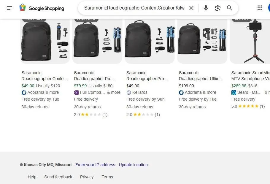 Google Shopping results for Saramonic content creation kits