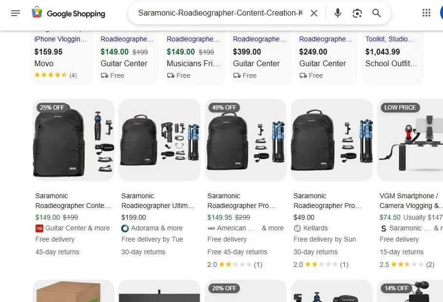 Google Shopping results for Saramonic content creation kits