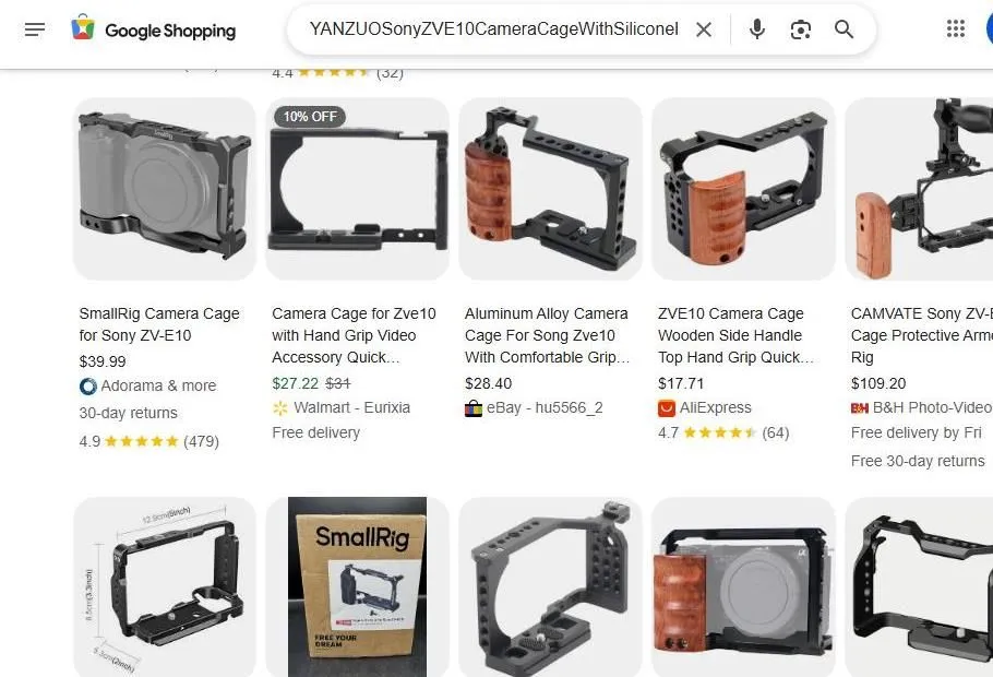 Google Shopping Results for Sony ZV-E10 Camera Cages