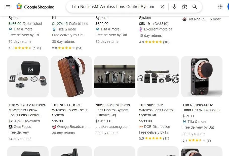 Google Shopping results for Tilta Nucleus-M wireless lens control systems