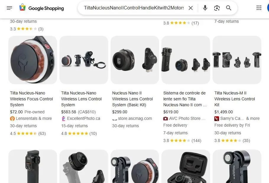 Google Shopping results for Tilta Nucleus Nano focus systems