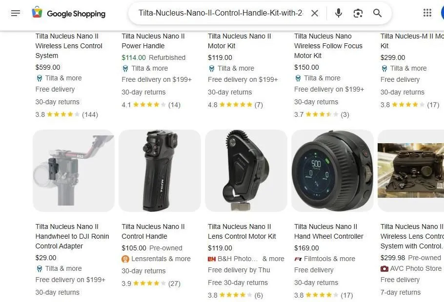 Google Shopping results for Tilta Nucleus Nano II lens control systems