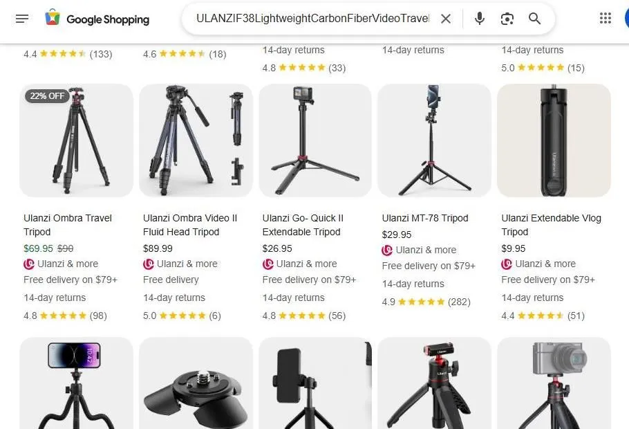 Google Shopping results for Ulanzi tripods