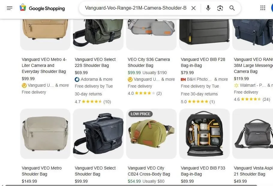 Google Shopping Results for Vanguard Camera Bags