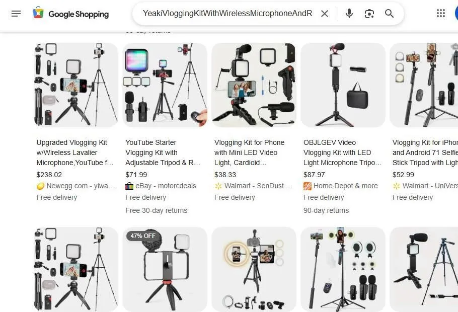 Google Shopping results for vlogging kits