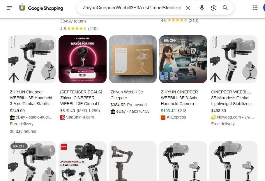 Google Shopping Results for Zhiyun Cinepeer Weebill 3E