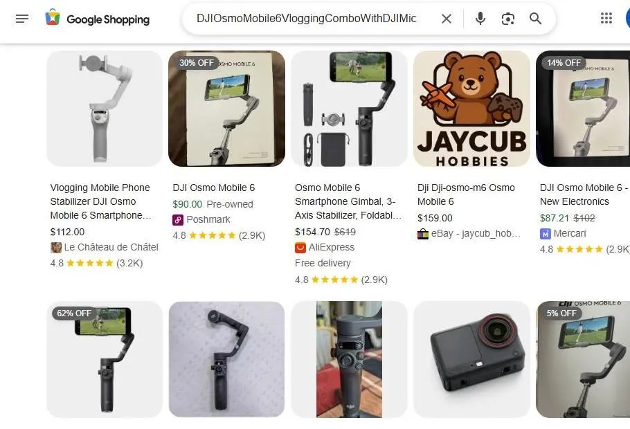 Google Shopping Search Results for DJI Osmo Mobile 6