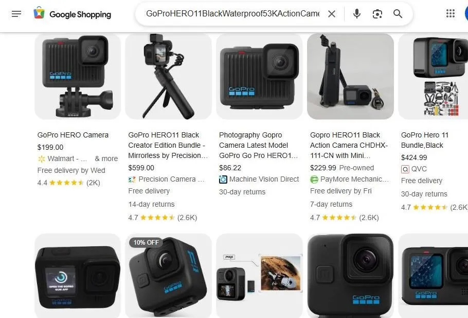 GoPro HERO11 Black Shopping Search Results