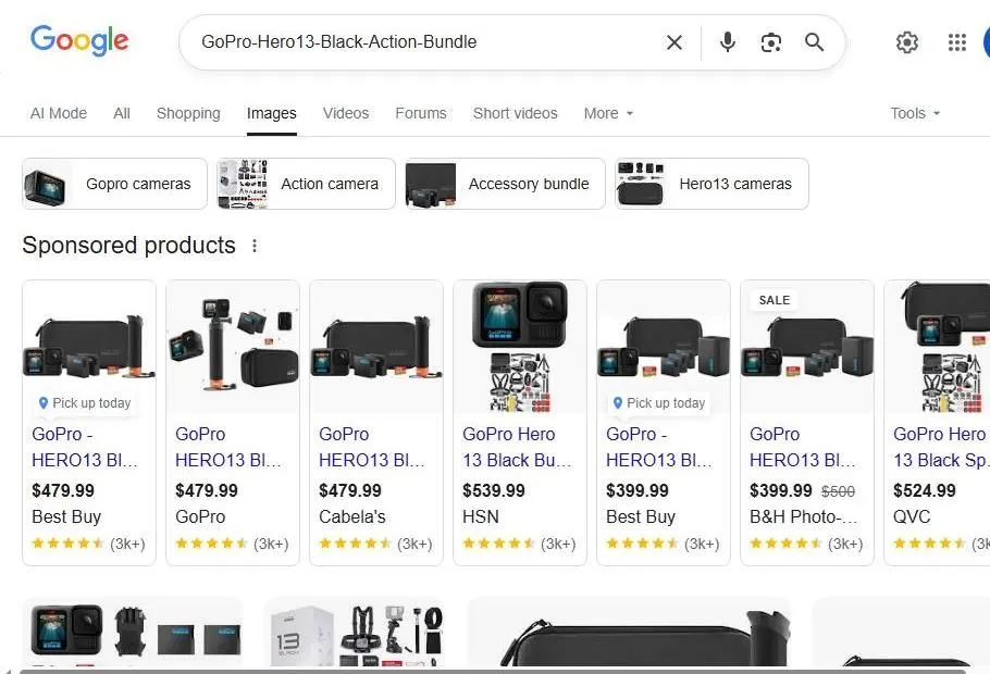 GoPro HERO13 Black Action Bundle search results