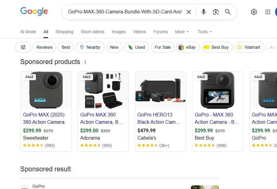 GoPro MAX 360 Search Results