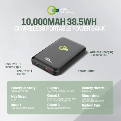 Green Extreme Qi Wireless Portable Power Bank