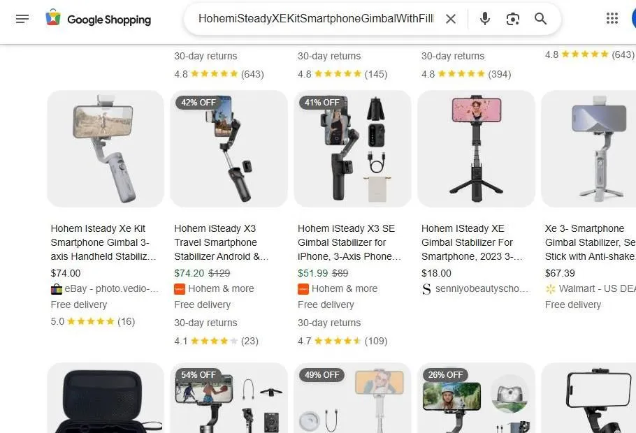 Hohem iSteady Smartphone Gimbal Search Results