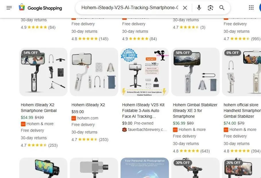 Hohem iSteady Smartphone Gimbal Search Results