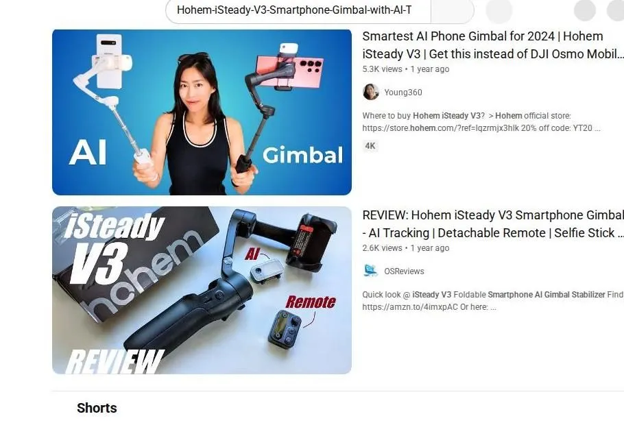 Hohem iSteady V3 Smartphone Gimbal Review Search Results