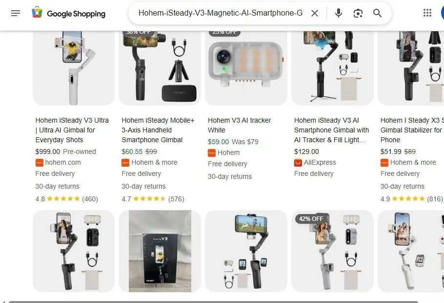 Hohem iSteady V3 Smartphone Gimbal Shopping Results