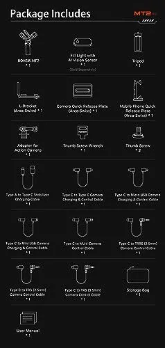 Hohem MT2 Gimbal Package Contents