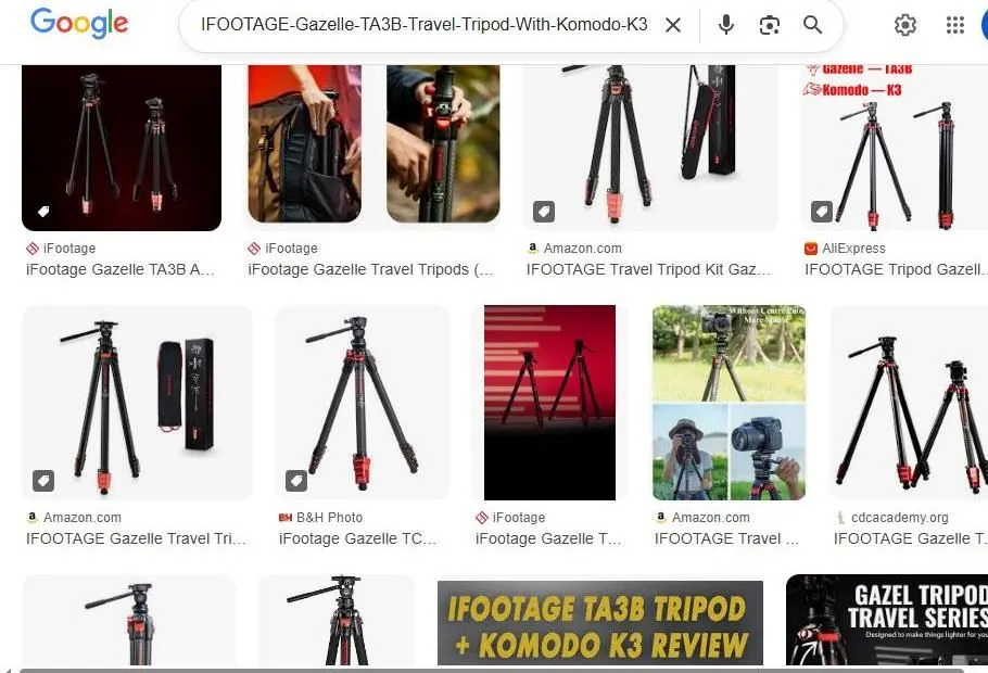 iFootage Gazelle TA3B Tripod Search Results