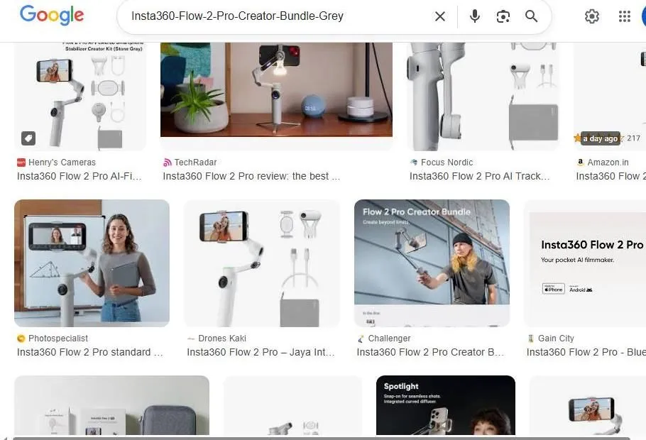Insta360 Flow 2 Pro Google Search Results