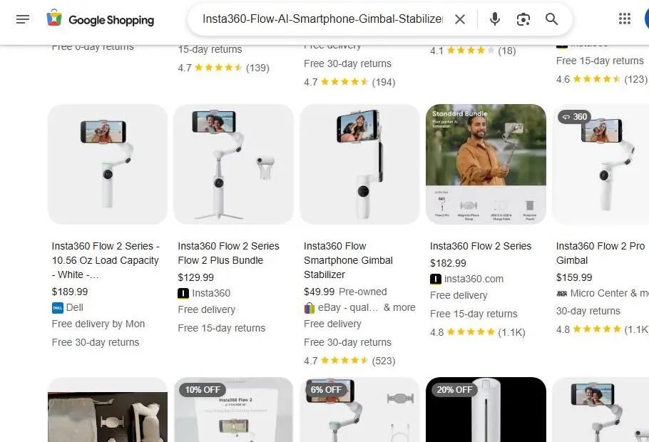 Insta360 Flow 2 Series Search Results