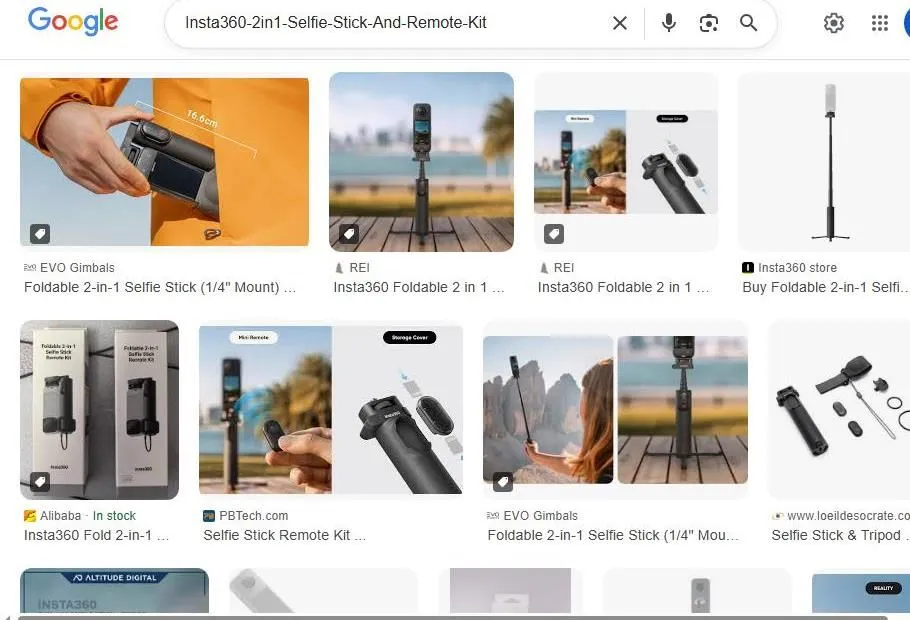 Insta360 Foldable 2-in-1 Selfie Stick and Remote Kit Search Results