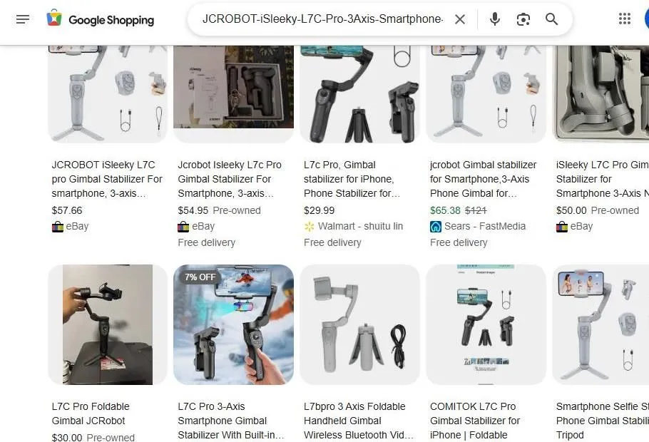 JCROBOT iSleeky L7C Pro Gimbal Search Results