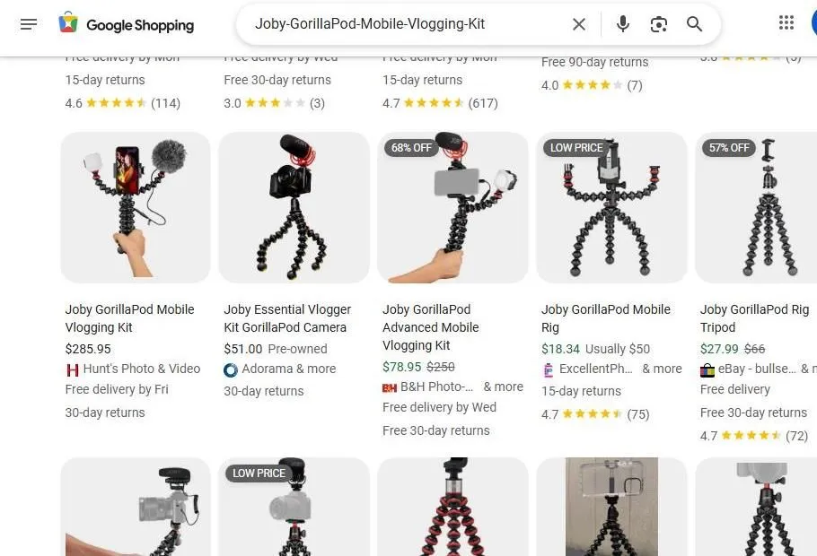 Joby GorillaPod Mobile Vlogging Kit Search Results