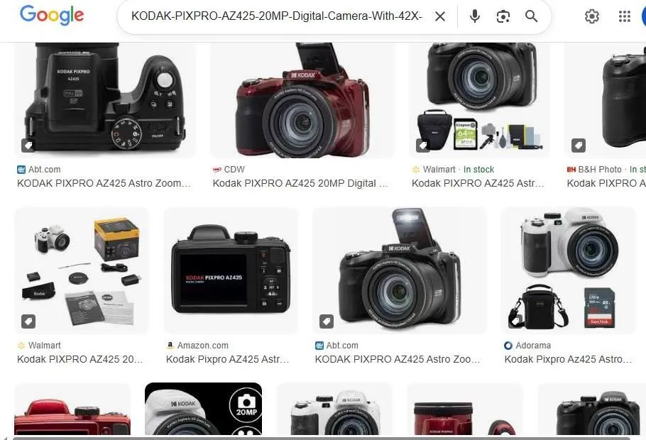 Kodak Pixpro AZ425 Search Results
