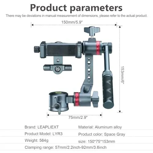 LEAPLIEXT LYR3 Aluminum Alloy Camera Gimbal
