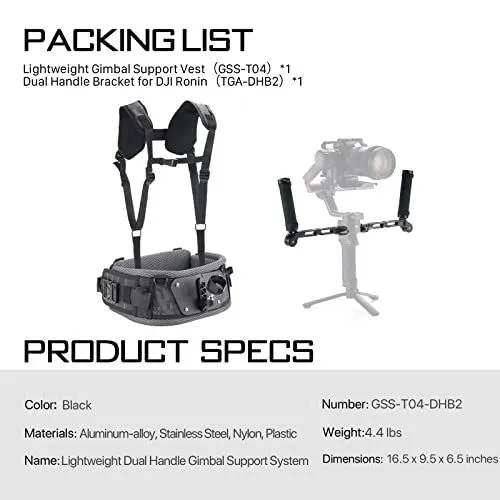 Lightweight Dual Handle Gimbal Support System Product Information