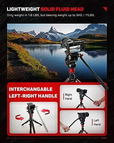 Lightweight Solid Fluid Head Tripod Attachment