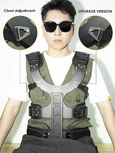 Man wearing a technical exoskeleton camera vest