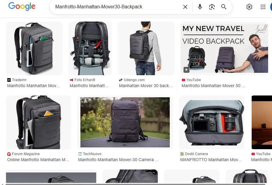 Manfrotto Manhattan Mover-30 Camera Backpack Search Results