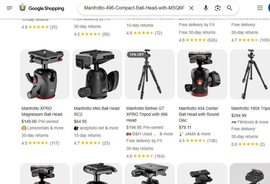 Manfrotto Tripod Head Search Results