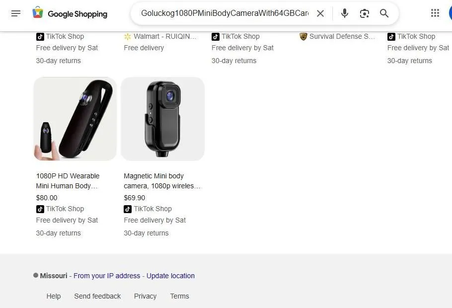 Mini Body Camera Search Results on Google Shopping