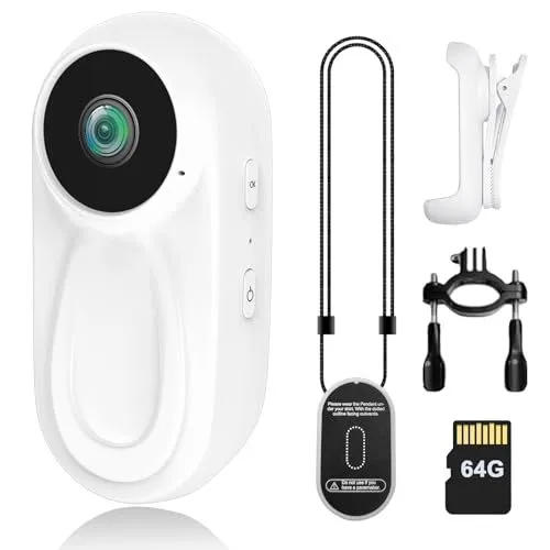 Goluckog 1080P Mini Body Camera With 64GB Card And Magnetic Lanyard