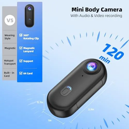 Mini Body Camera with Audio and Video Recording