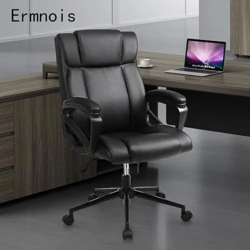 Modern Black Leather Office Chair