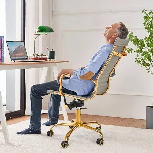 Modern Gold and Gray Ergonomic Office Chair
