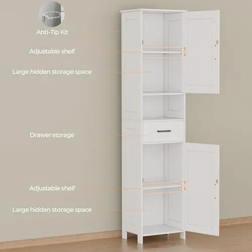Modern White Tall Storage Cabinet with Features