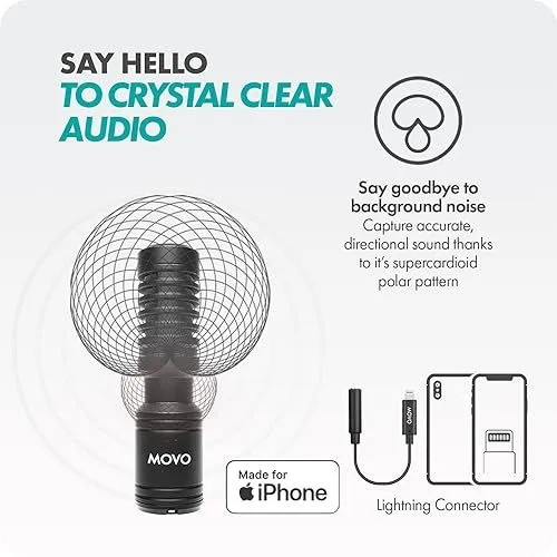 Movo Supercardioid Microphone for iPhone