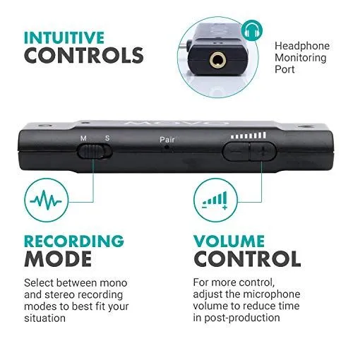 Movo Wireless Microphone Receiver Controls