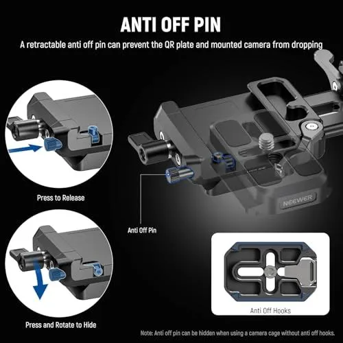 Neewer Camera Baseplate Anti Off Pin Features