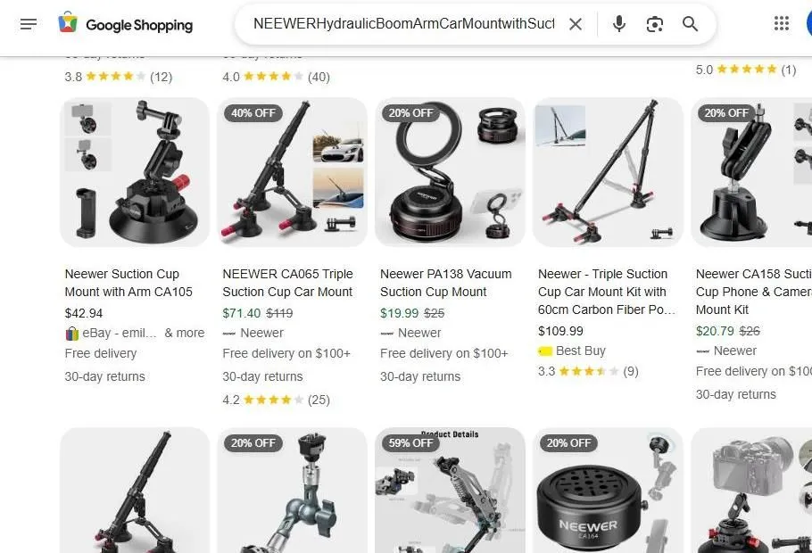 Neewer Camera Car Mount Shopping Results