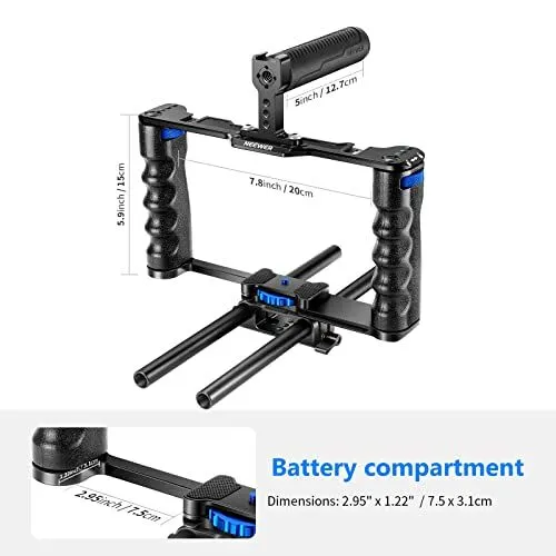 Neewer Camera Video Cage Rig with Dual Handgrips and Top Handle