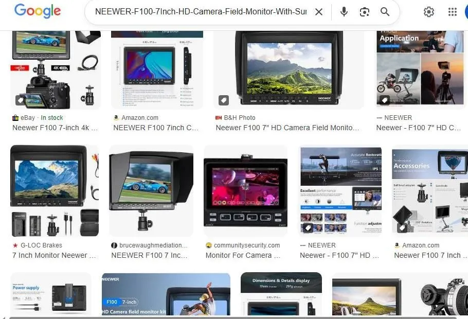 Neewer F100 Camera Field Monitor Search Results