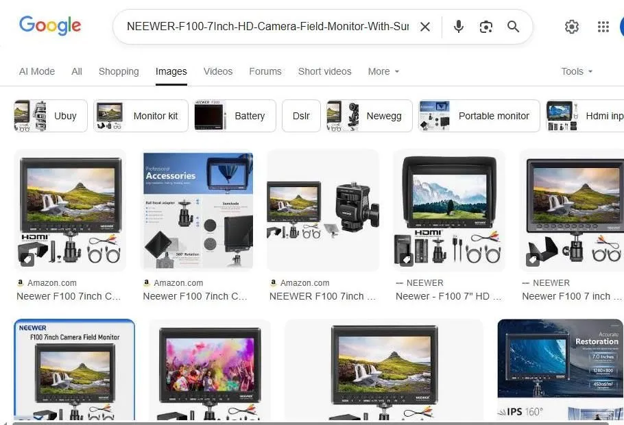 Neewer F100 Camera Field Monitor Search Results